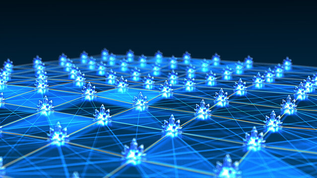 Dynamic strong network connection crystal for futuristic tech innovation and data stream networking data flow with Artificial Intelligence