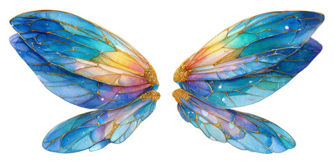 Fototapeta premium Watercolor - Fairy wings watercolor illustration isolated on transparent. png file for art work.