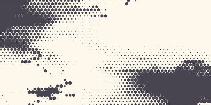 Hexagon Shapes Vector Abstract Geometric Technology Oscillation Wave Isolated on Light Background. Halftone Hex Retro Simple Pattern. Minimal 80s Style Dynamic Tech Wallpaper