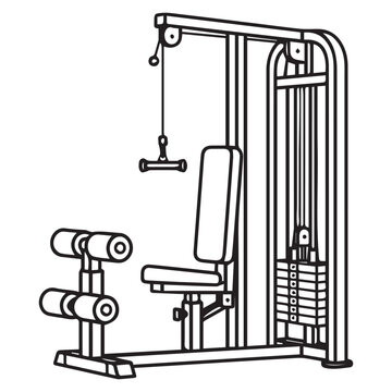Lat Pulldown Machine Gym Vector Icon &ndash; Back Strength Training Fitness Equipment Outline Icon