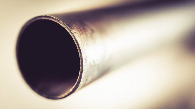 Precision industrial duct interior with smooth metallic walls and high-contrast lighting.