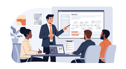 Businessman presenting to colleagues in a meeting room
