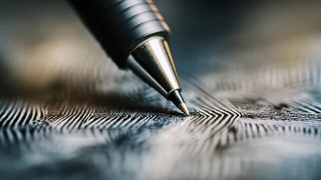 4K Closeup of a mechanical pencil tip creating intricate patterns on a textured surface, highlighting precision and detail video