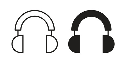 Headphones icon outline and filled silhouette vector illustration audio music listening device