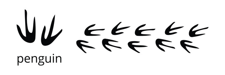 Penguin footprints silhouette set showing walking tracks. Ideal for polar wildlife and educational graphics. © Kut sariyanto 