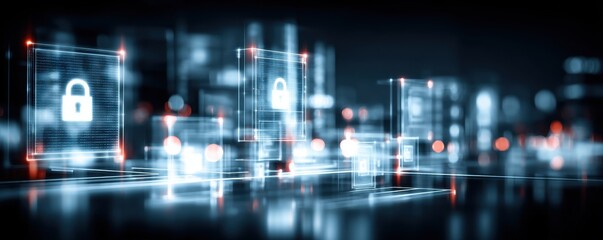 Naklejka premium Secure software empowers tech innovation by building a system that protects information and expands a resilient network