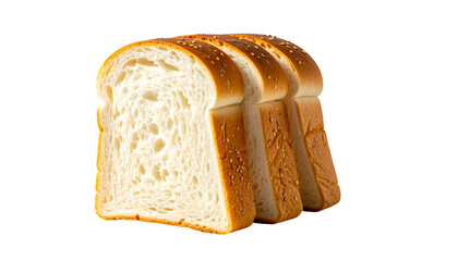 Four slices of fluffy white bread with slightly browned crusts, sesame seeds on top