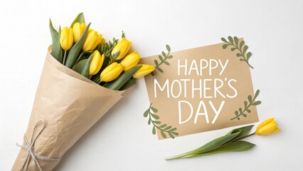 Beautiful yellow tulips bouquet for Mother's Day