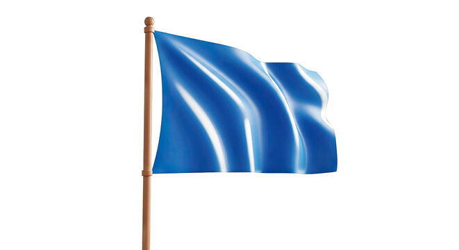 Waving Blue Flag on Wooden Pole