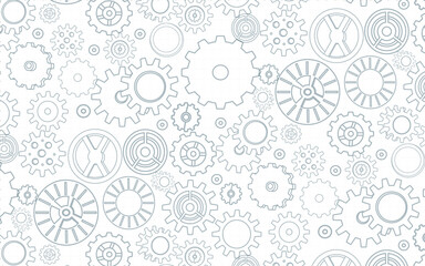 Element of the mechanism steampunk gears technical blueprint line art seamless pattern background