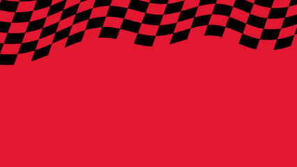 Red and Black Checkered Flag Waving Background.