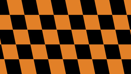 Abstract Orange and Black Checkered Pattern Background.
