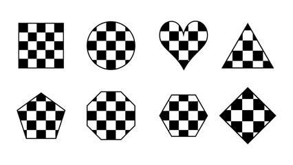 Checkered Shapes Collection: Square Circle Heart Triangle and More.