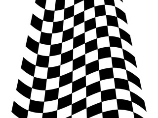 Waving Checkered Flag Black and White Illustration.