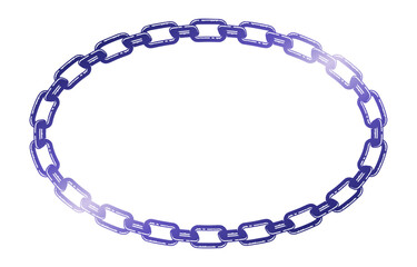 Blue Chain Oval Frame Isolated on White Background.