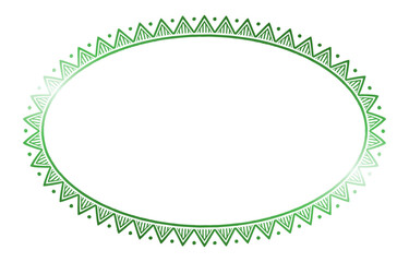 Green Oval Frame with Geometric Tribal Pattern.