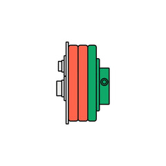 Obraz premium Flat vector illustration of a stacked weight plate for weightlifting, depicting strength and fitness, isolated on a white background