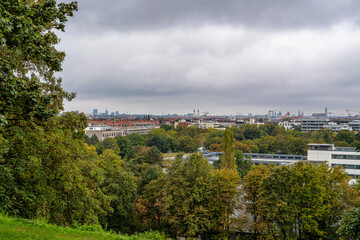 Autumn view of the Luitpold park near Olympic Park in Munich, Bavaria, Germany