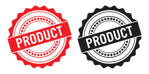 Obraz premium Two product stamps in red and black isolated on white background