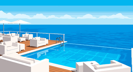 Obraz premium Pixel Art Luxurious seaside poolside retreat with tranquil ocean view in pixel art style
