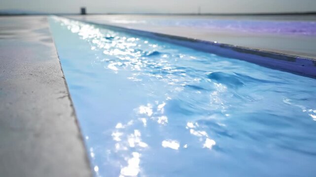 Serene Swimming Pool Footage Video with Clear Water and Sunlight Reflections