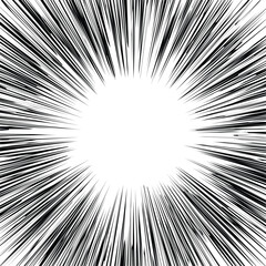 Dynamic Radial Speed Lines Burst Background in Black and White Comic Style Abstract Energy Motion Effect for Action Design and Impact Visuals