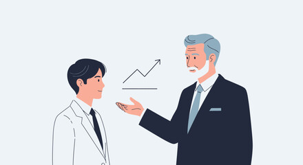Businessman explaining graph to colleague in a professional setting