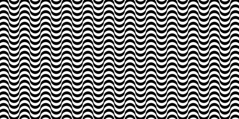Abstract wavy black and white pattern in traditional Portuguese pavement style. Iconic Copacabana sidewalk design, vector geometric texture from Rio de Janeiro beach promenade.