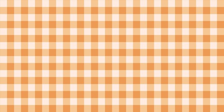 Seamless orange and white gingham plaid pattern. Classic checkered plaid background for picnic, kitchen, and textile design.