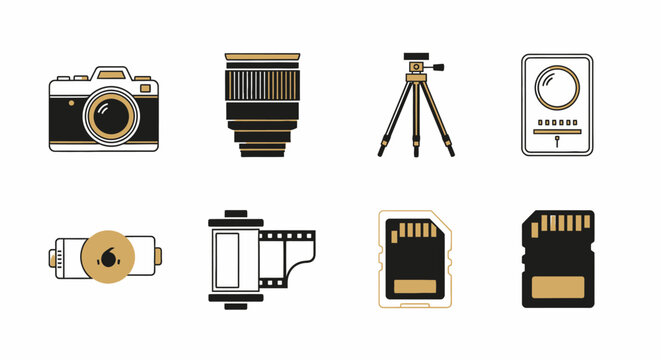 Photography equipment vector illustration for digital and analog photographic practices