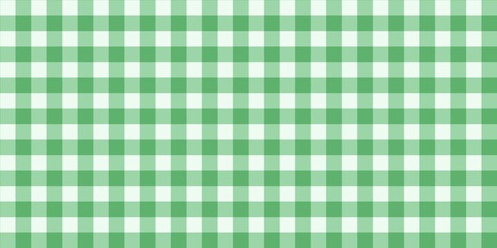 Seamless green and white gingham pattern background. Classic checkered plaid texture for picnic blankets, tablecloths, fabric, and spring or summer themed designs.