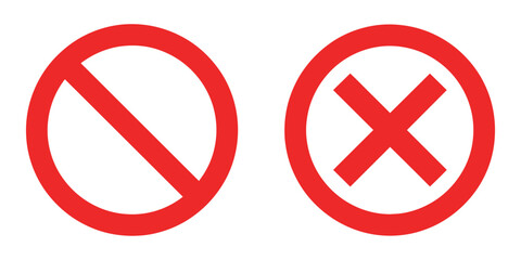 Obraz premium Red prohibition and rejection symbols isolated on white background