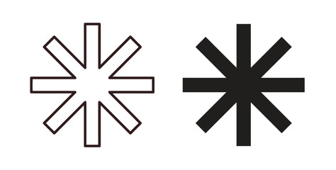 Two starburst or asterisk symbols, one as an outline and the other as a solid black shape, representing impact or emphasis