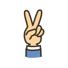 Obraz premium Business Style Peace Sign Hand Illustration