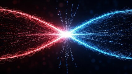 Abstract Digital Pulse Spark Formed by Converging Light Arcs.