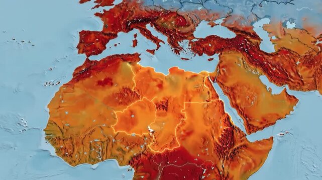Detailed world map illustration showing temperature variations across different continents and regions.