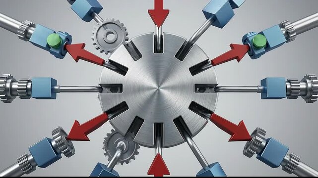 Integrated modular components converging into a central hub representing cross-functional team collaboration.