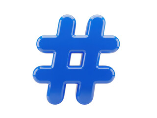 Obraz premium Blue hashtag icon isolated on transparent background