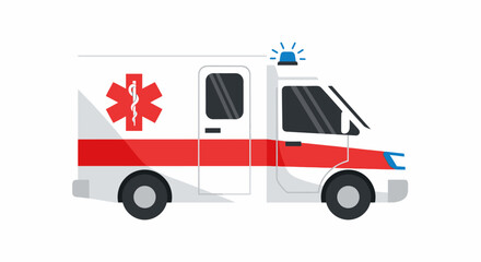 Emergency medical services ambulance illustration with siren and star of life