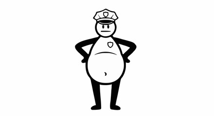 Obraz premium Cartoon Police Officer Character Standing Confidently.