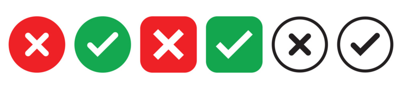 yes and no buttons tick and cross icons