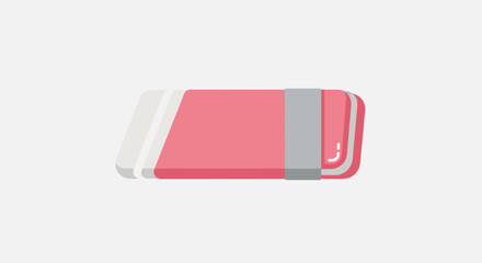 Pink rubber eraser illustration on white background for educational concepts