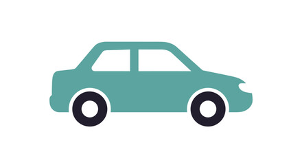 Fototapeta premium Stylized teal car icon on white background suitable for various applications