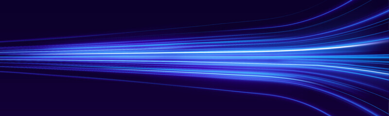 Night motorway with light effects in neon colors purple. Abstract energy in the form of stripe, arc, curl and zigzag in neon colors with light effect. Long exposure of motorways as speed.  © goldstock