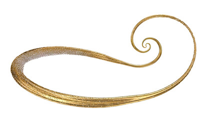 Golden Swirl with Glitter on White Background