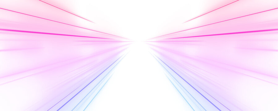 Glowing neon horizontal lines, laser beams and particle motion create an acceleration effect with vibrant red and blue speed beams and abstract lens flares, creating a captivating visual composition.	