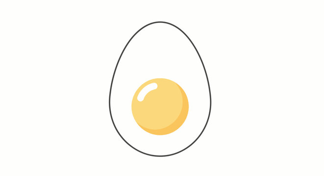 Illustrated hard boiled egg isolated cartoon food icon against white