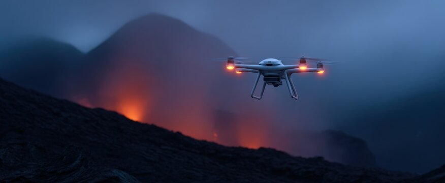 hostile volcanic monitoring drone confronting harsh environmental conditions