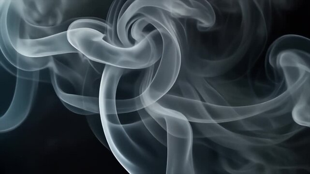 Abstract Swirling White Smoke Tendrils on Dark Background vapor mist