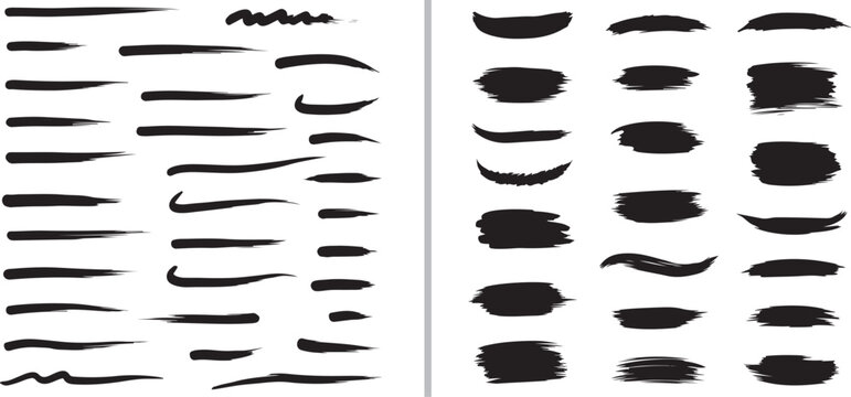 A comprehensive set of hand-drawn vector brush strokes, including "Modern Hand Liner Pack" zigzags and thick textured "Line Pack" marker swipes. Perfect for edgy, organic graphic design accents.